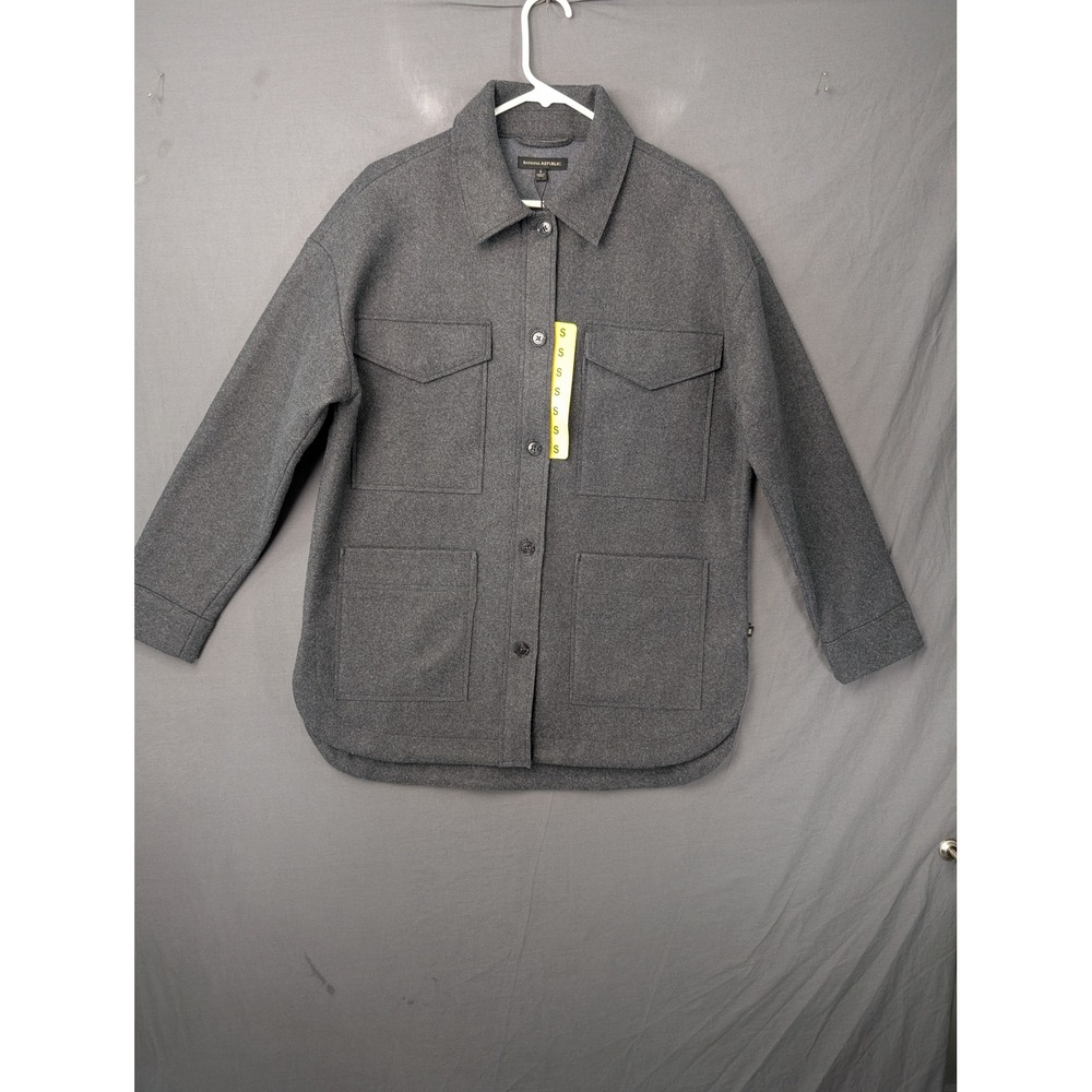 Banana Republic Womens Gray Shirt Jacket Shacket 1805901 Size S NEW